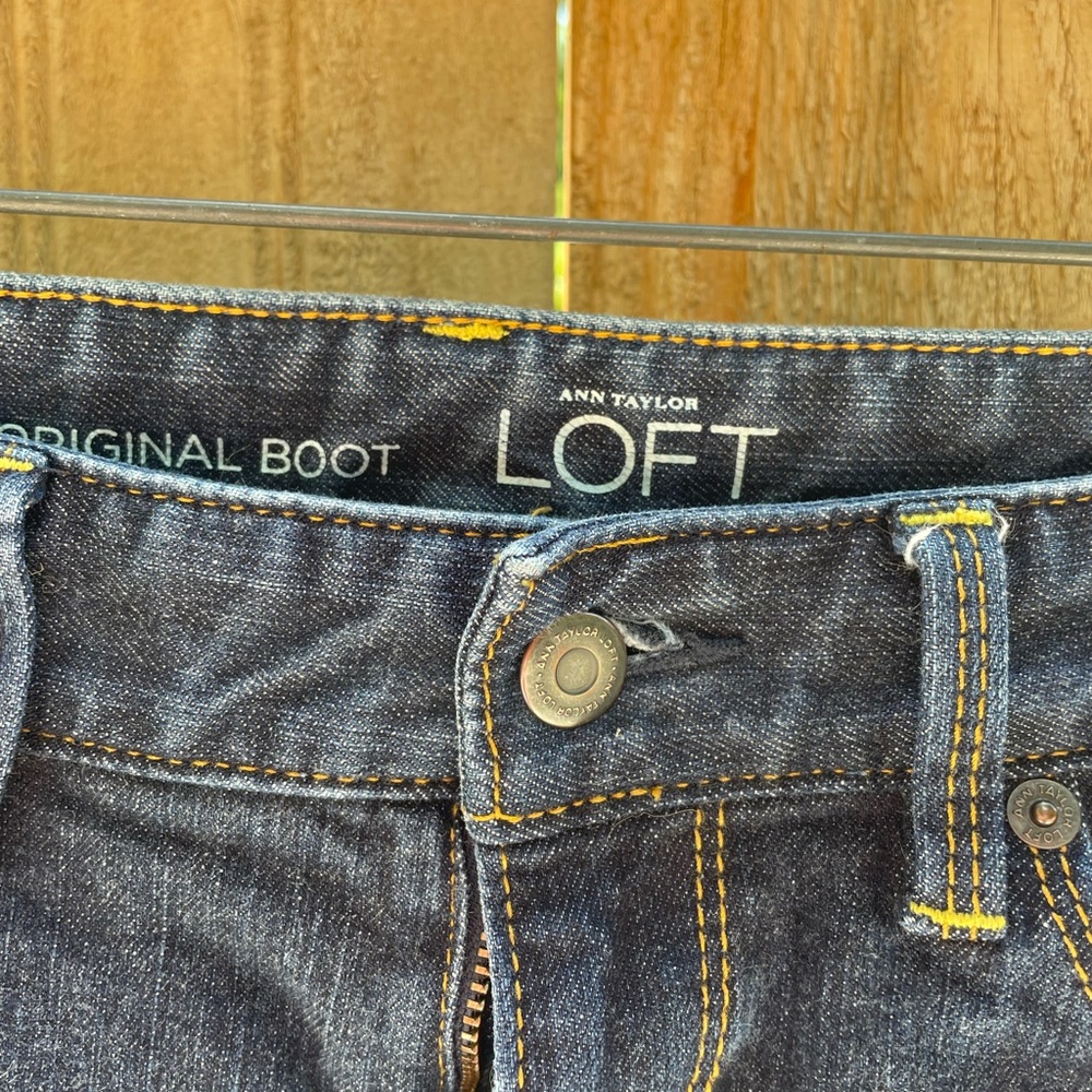 Ann Taylor Loft 5 Pocket Dark Blue Denim Original Boot Cut Jeans Size 6 Petite - Picture 4 of 10